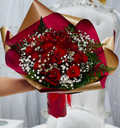 One Dozen Roses Wrapped Bouquet
